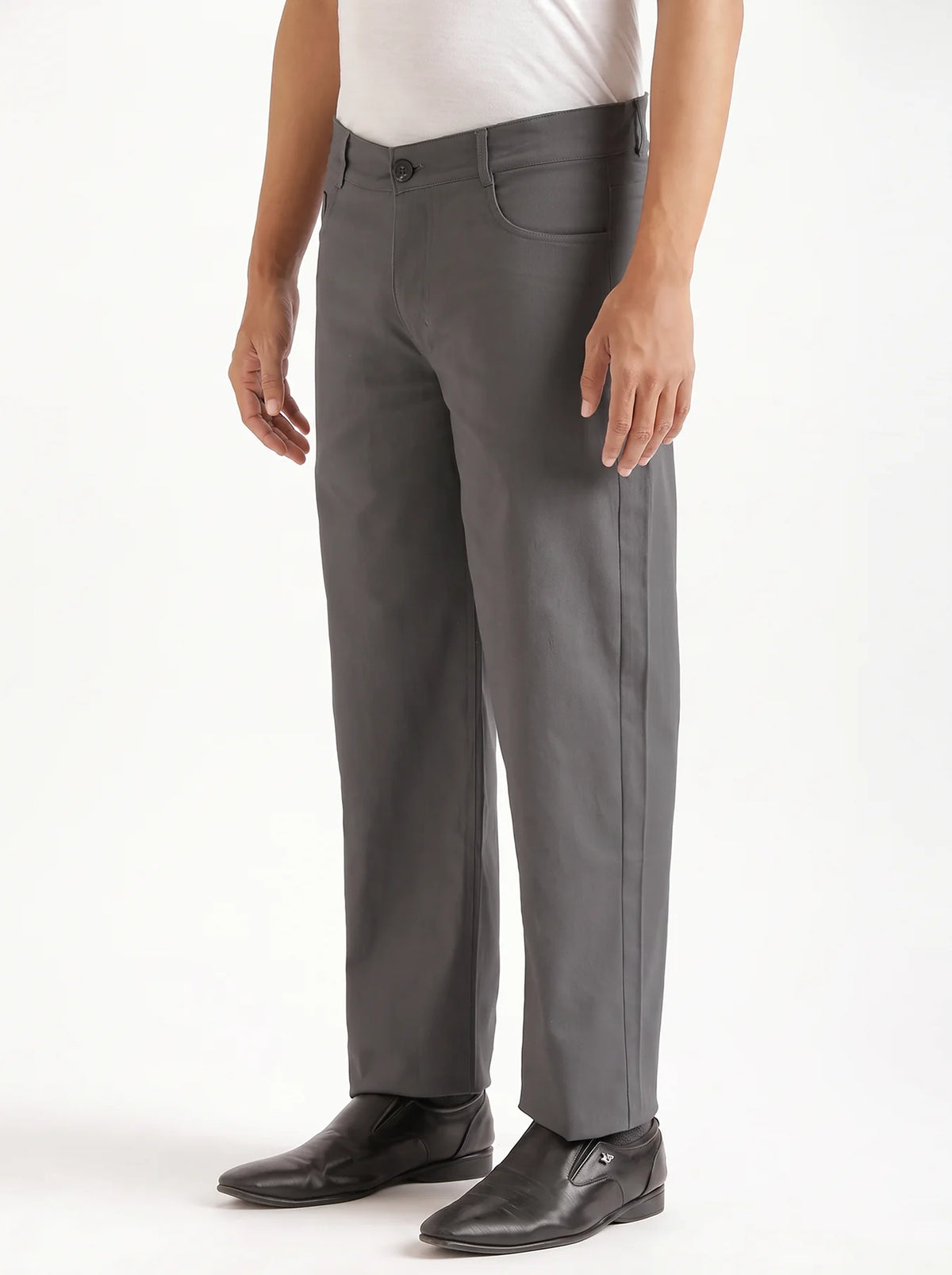 Men Dark Grey 5 Pocket Classic Pant