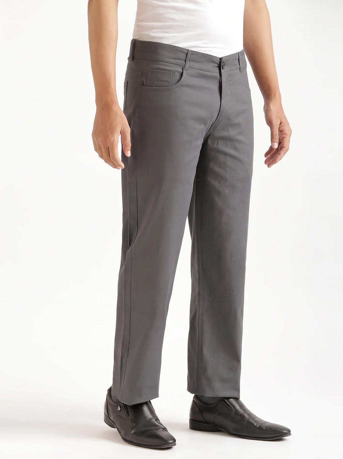 Men Dark Grey 5 Pocket Classic Pant