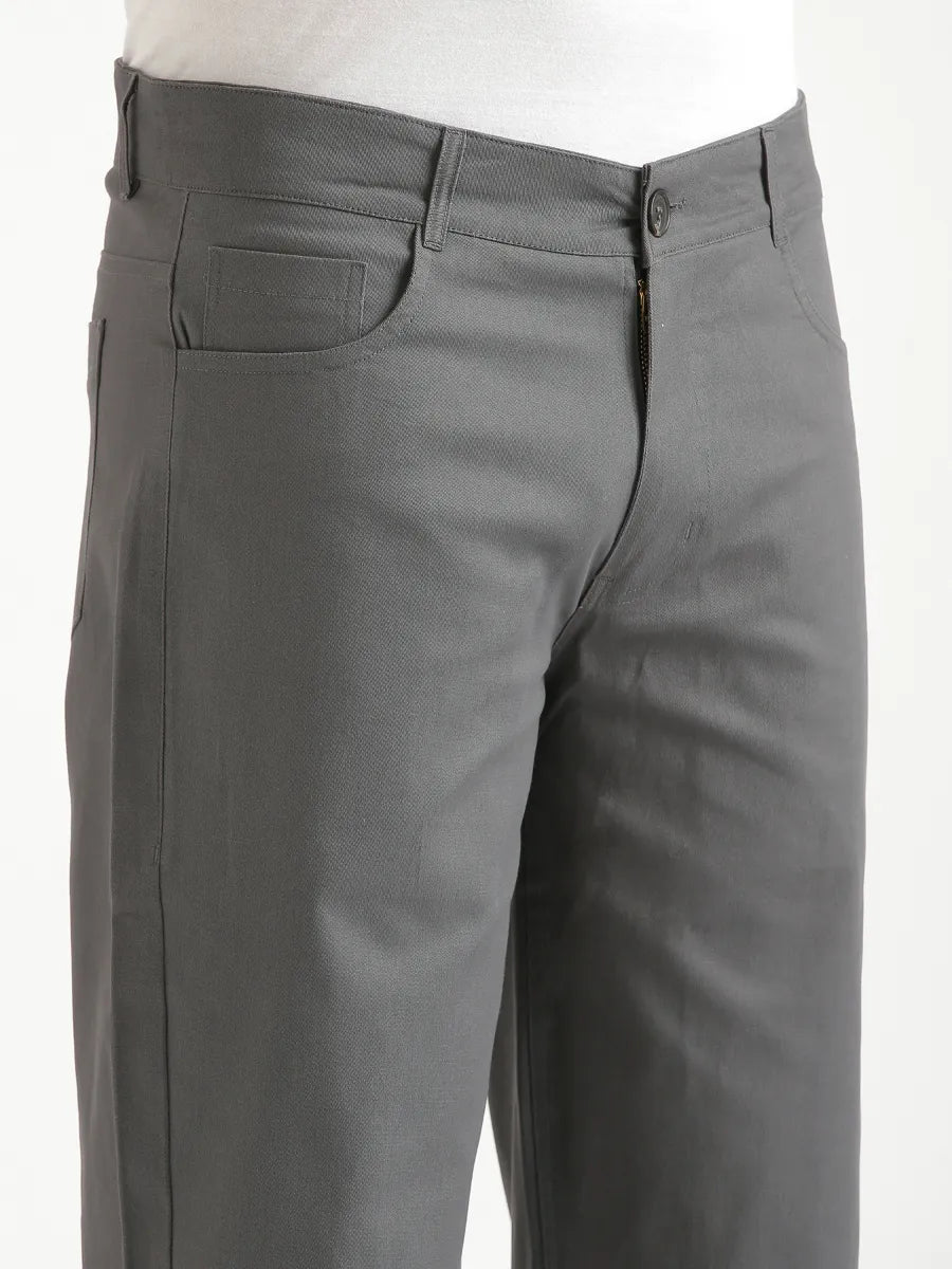 Men Dark Grey 5 Pocket Classic Pant