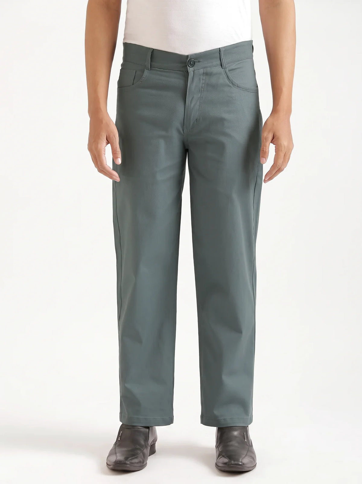 Men Grey 5 Pocket Classic Pant