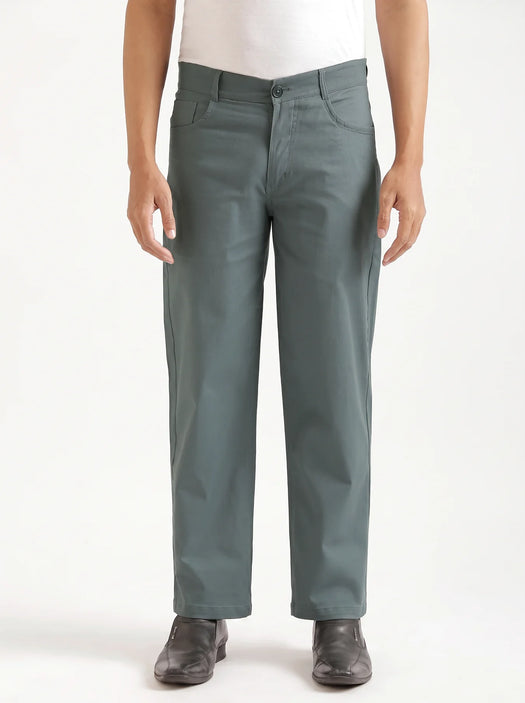 Men Grey 5 Pocket Classic Pant
