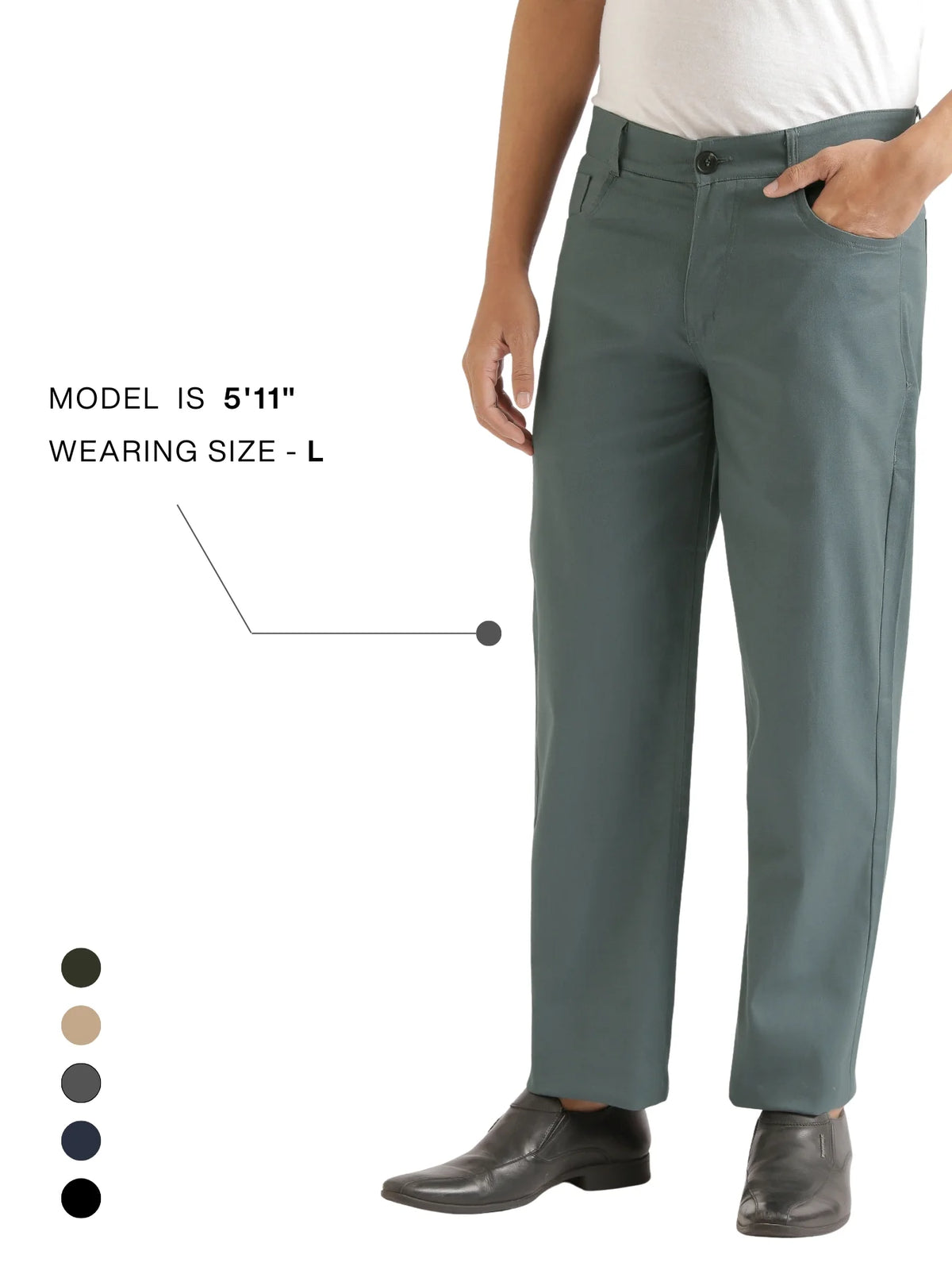 Men Grey 5 Pocket Classic Pant