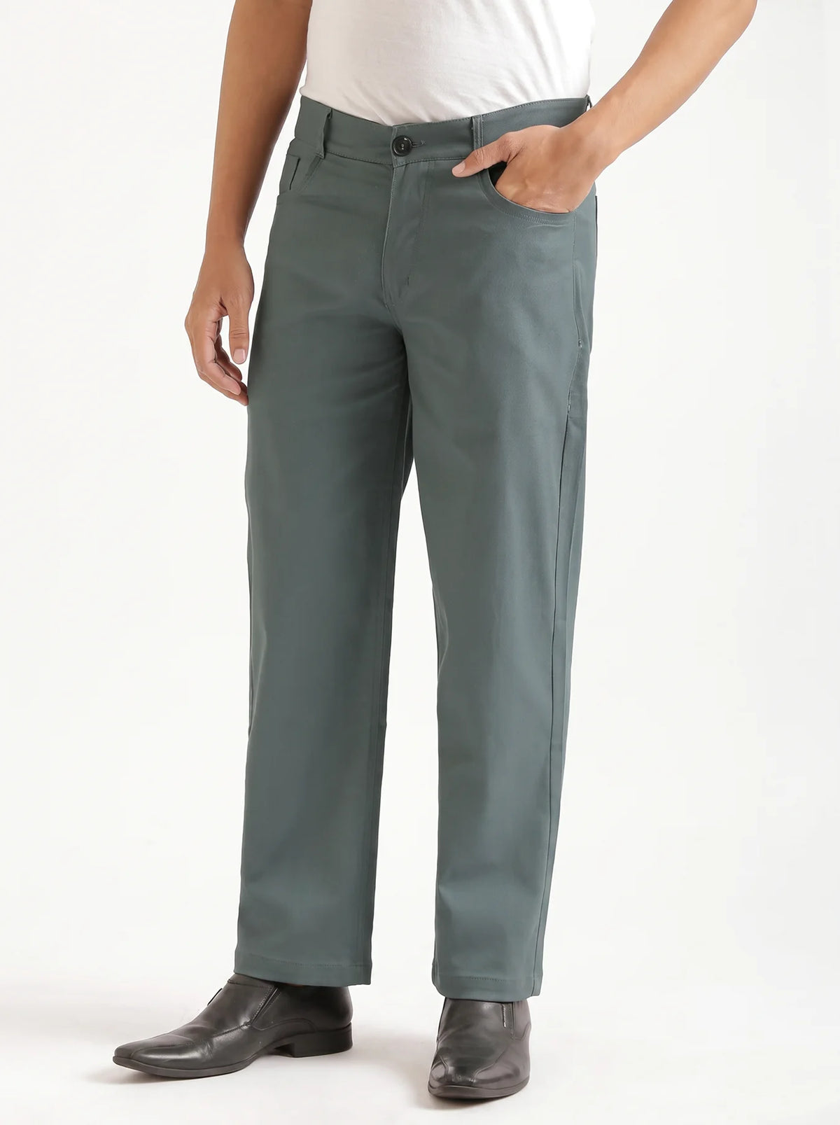 Men Grey 5 Pocket Classic Pant