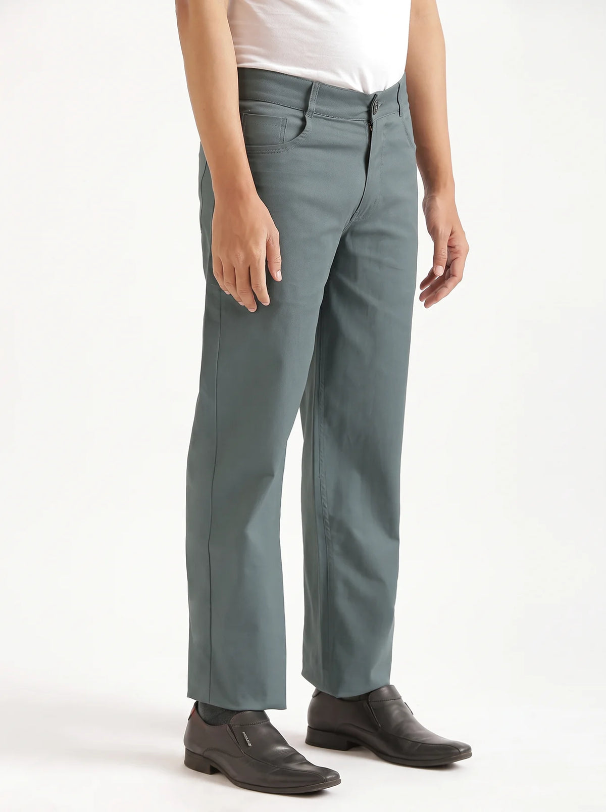 Men Grey 5 Pocket Classic Pant