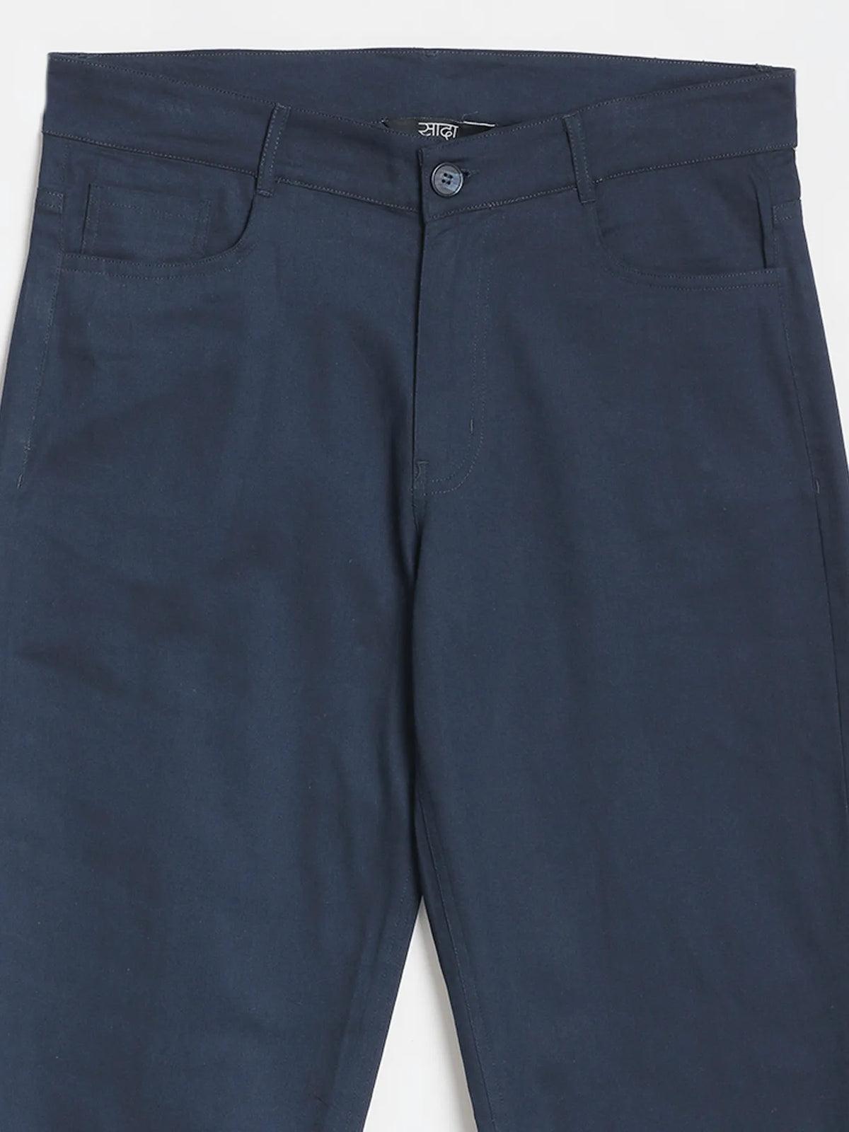 Men Navy Blue 5 Pocket Classic Pant