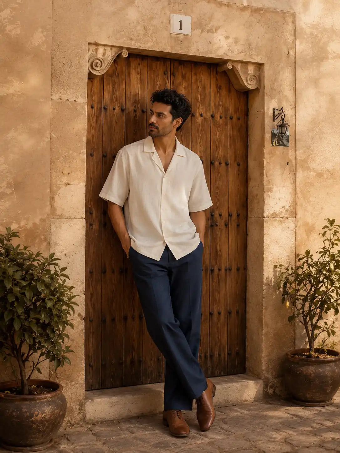 Men Navy Blue 5 Pocket Classic Pant