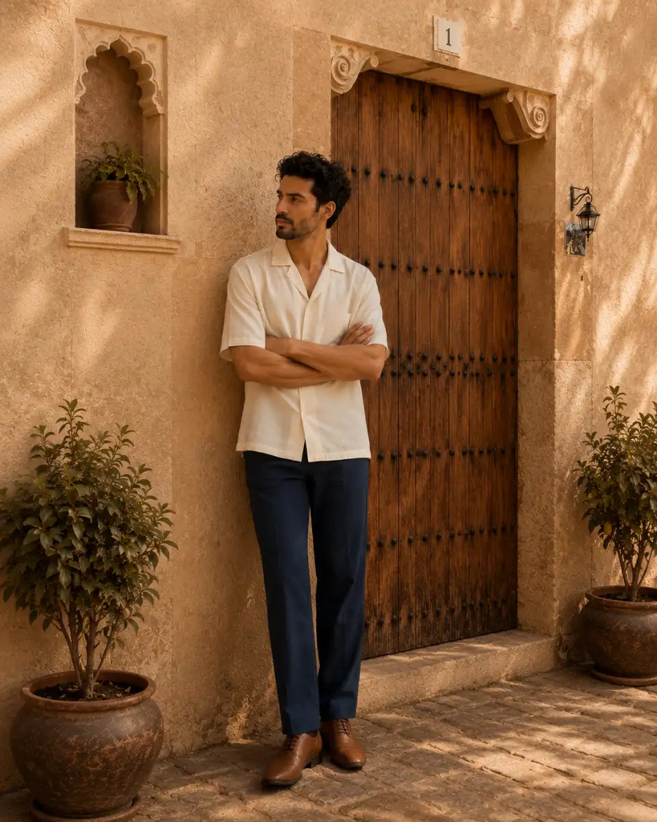 Men Navy Blue 5 Pocket Classic Pant