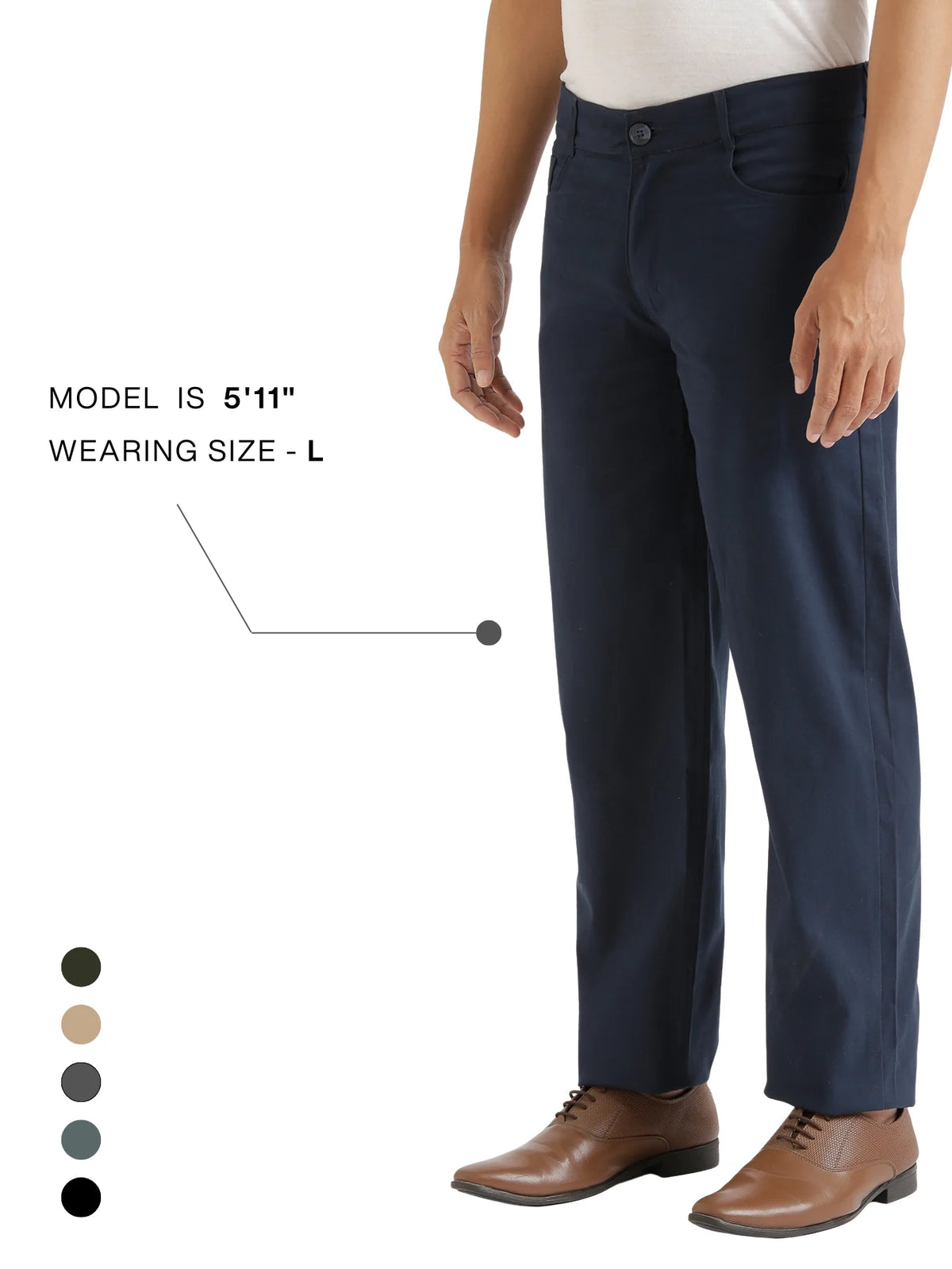 Men Navy Blue 5 Pocket Classic Pant