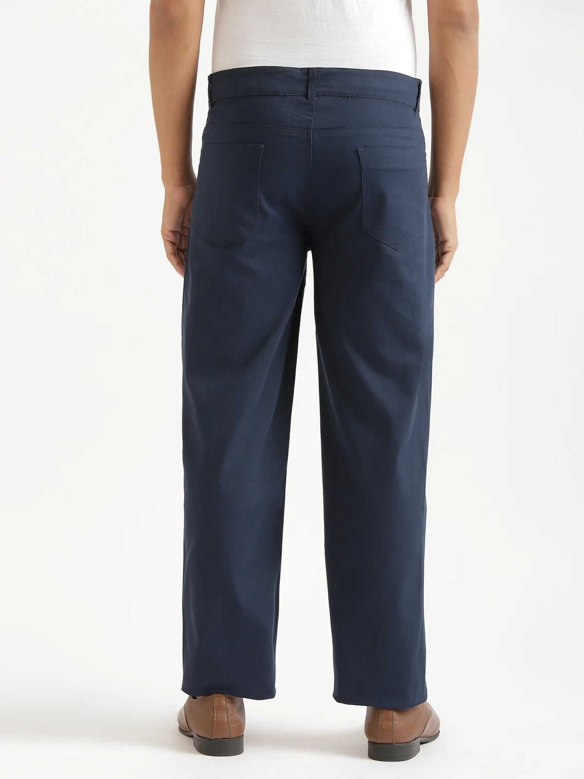 Men Navy Blue 5 Pocket Classic Pant