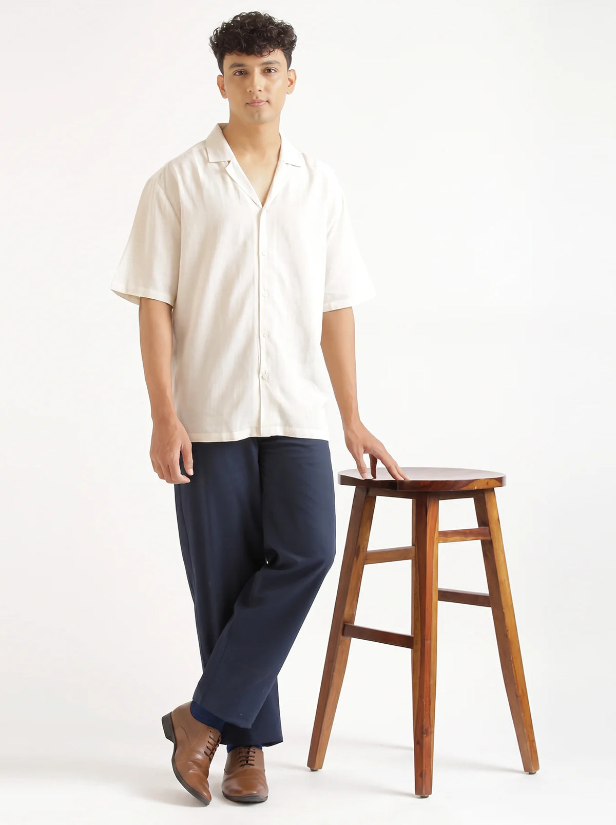 Men Navy Blue 5 Pocket Classic Pant