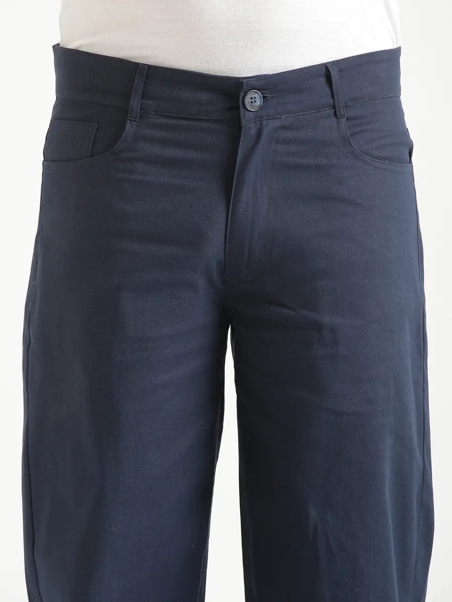 Men Navy Blue 5 Pocket Classic Pant