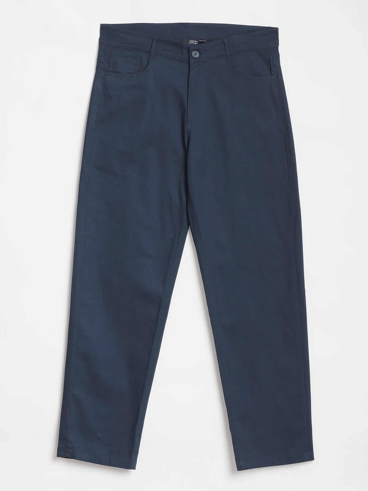 Men Navy Blue 5 Pocket Classic Pant