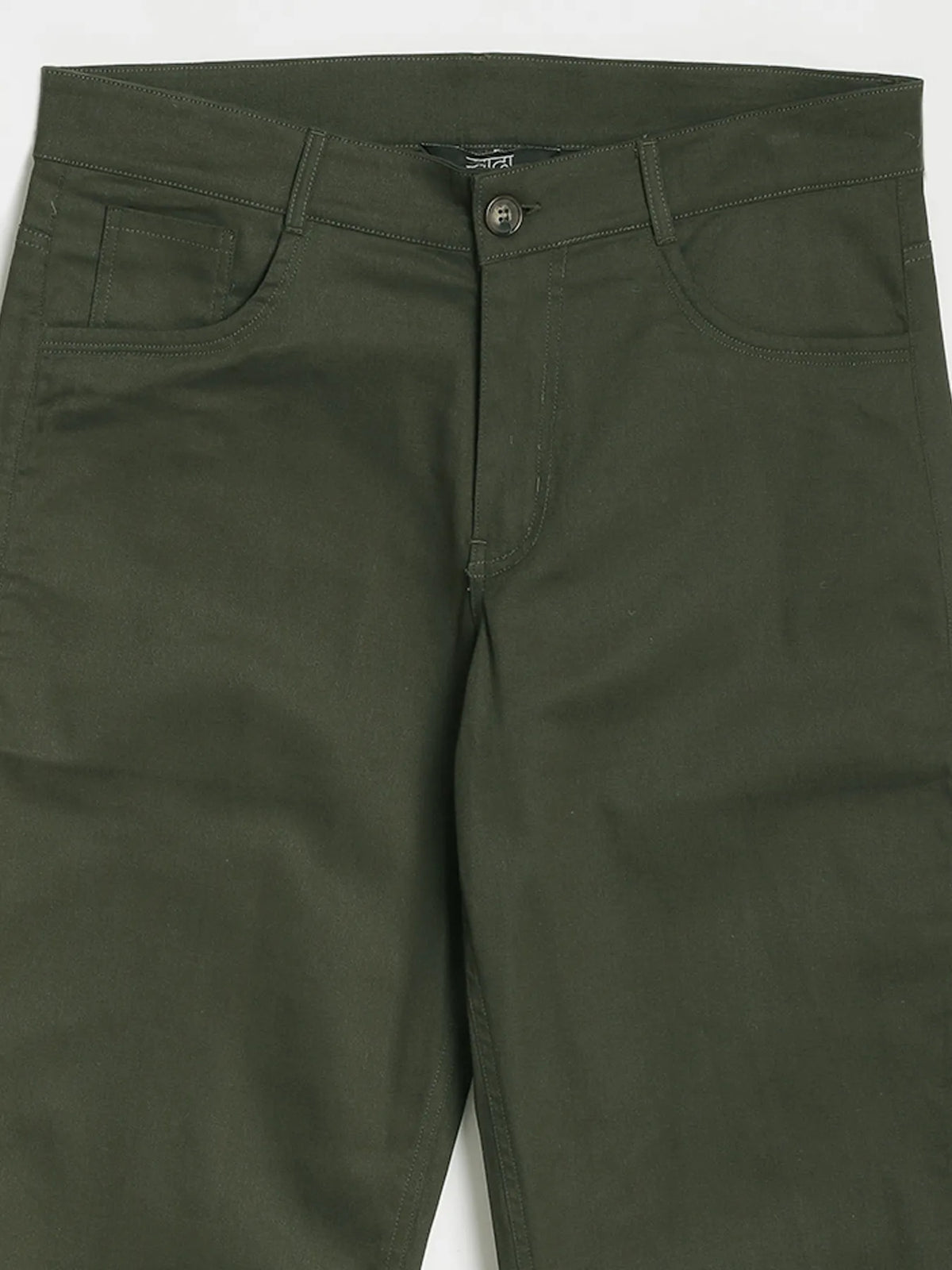 Men Olive Green 5 Pocket Classic Pant