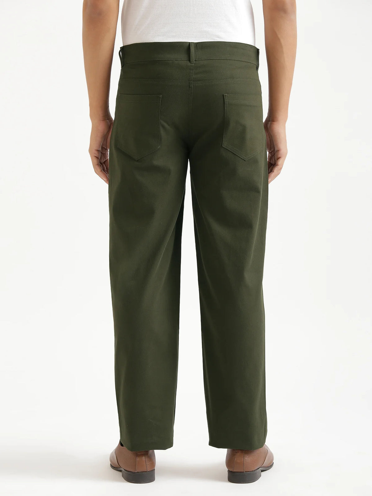 Men Olive Green 5 Pocket Classic Pant