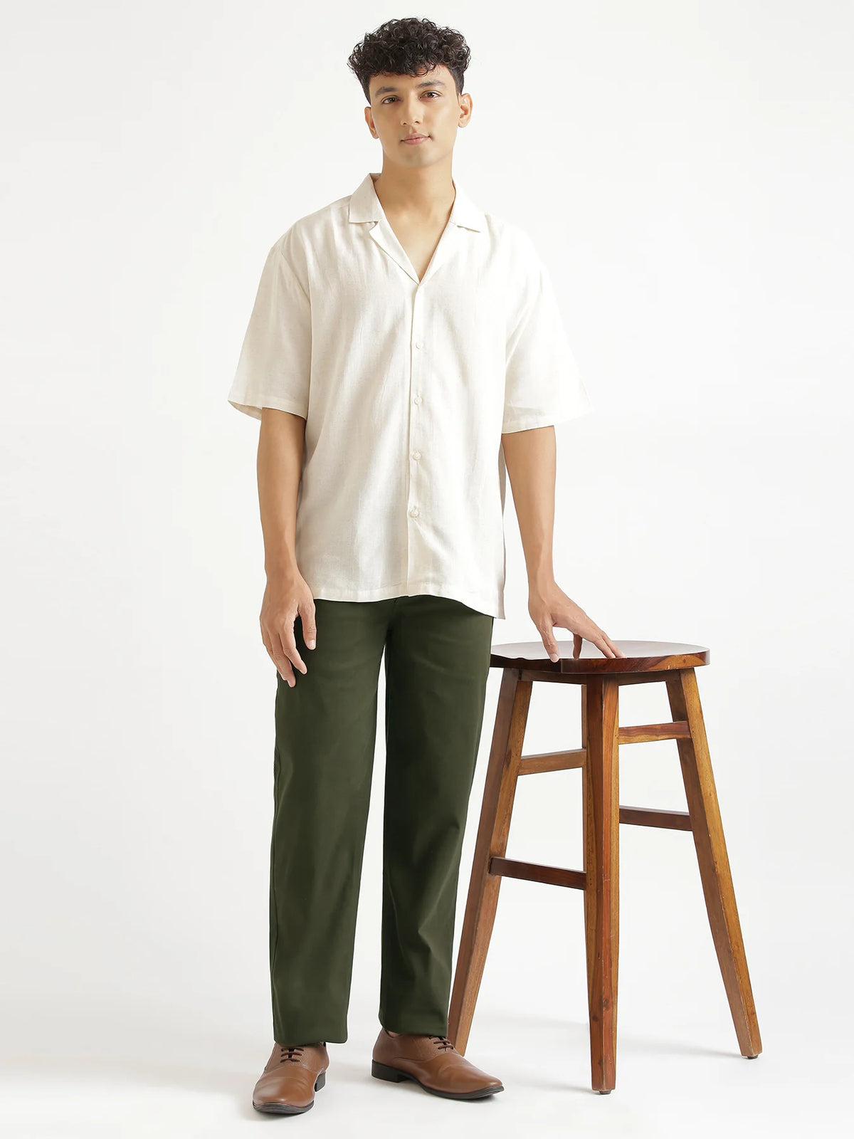 Men Olive Green 5 Pocket Classic Pant