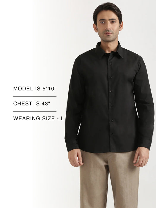 Men Black Better Cotton Full Sleeve Shirt