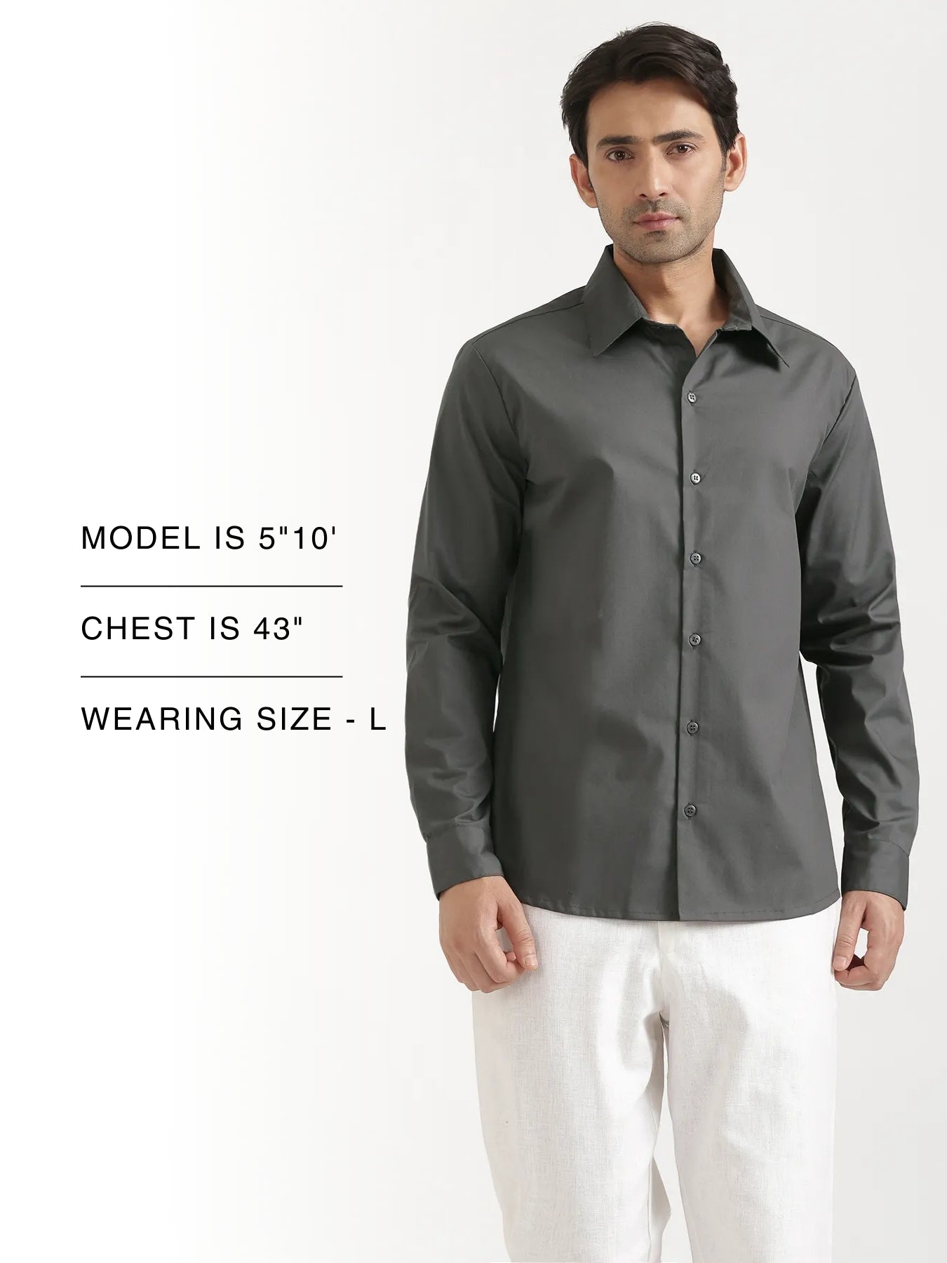 Men Dark Grey Better Cotton Full Sleeve Shirt