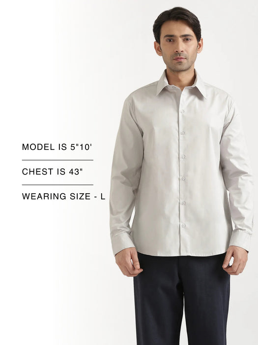 Men Light Grey Better Cotton Full Sleeve Shirt