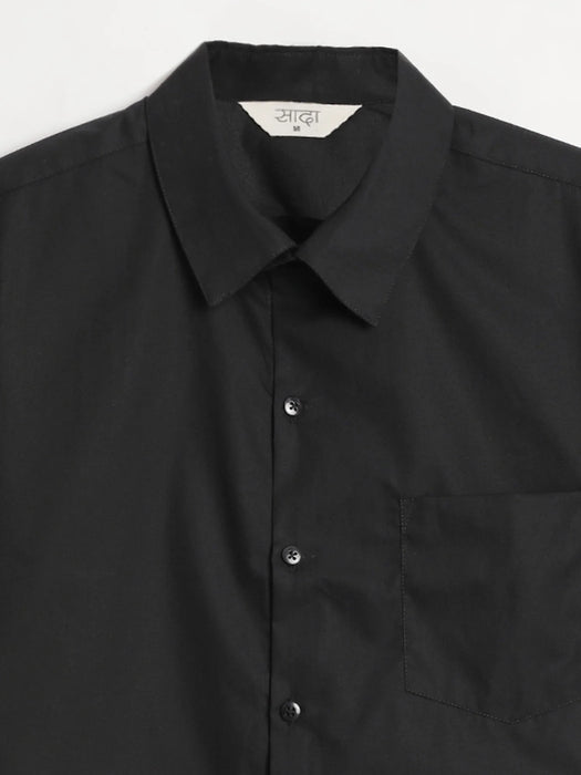 Men Black Better Cotton Half Sleeve Shirt