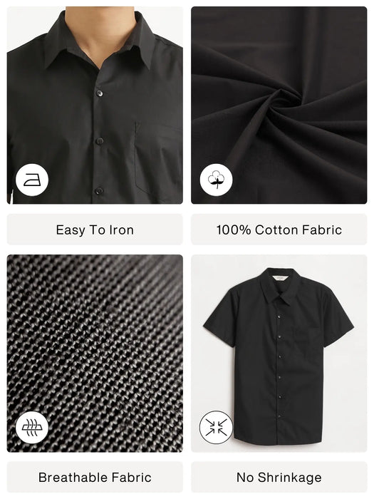 Men Black Better Cotton Half Sleeve Shirt