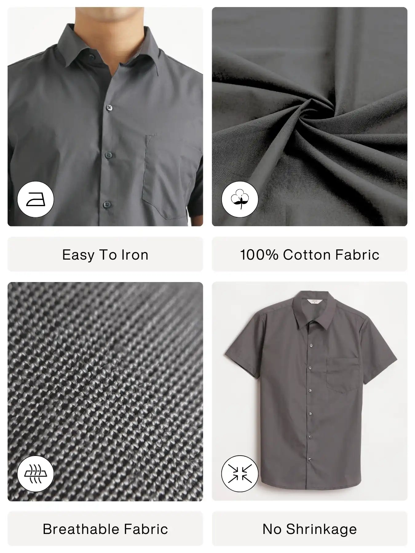 Men Dark Grey Better Cotton Half Sleeve Shirt