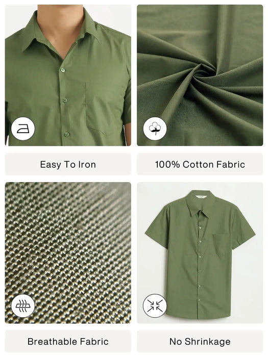 Men Forest Green Better Cotton Half Sleeve Shirt