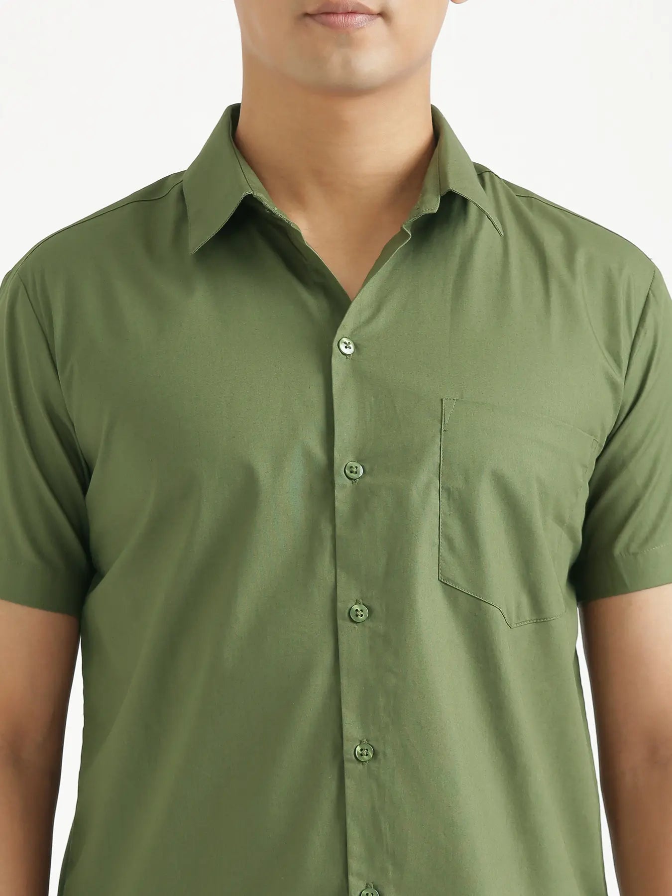 Men Forest Green Better Cotton Half Sleeve Shirt