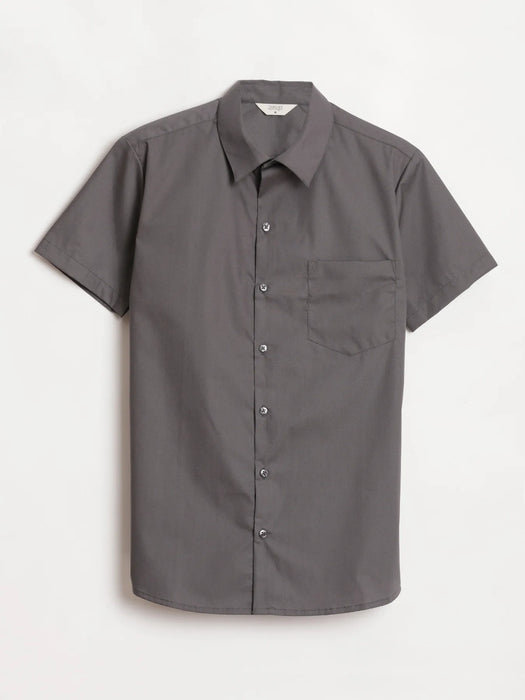 Men Dark Grey Better Cotton Half Sleeve Shirt
