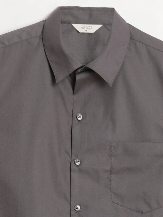Men Dark Grey Better Cotton Half Sleeve Shirt