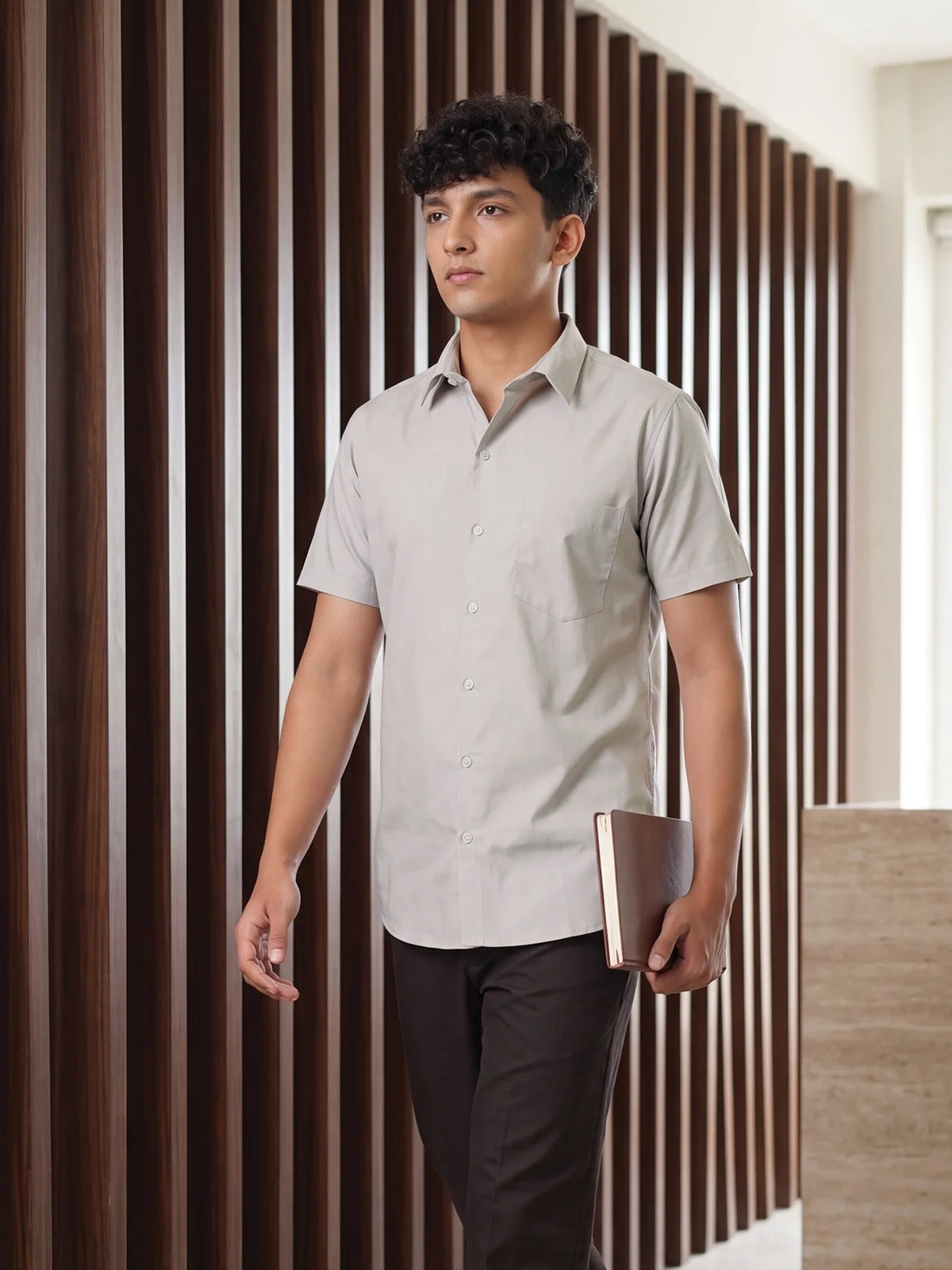 Men Grey Better Cotton Half Sleeve Shirt