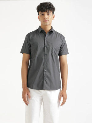 Men Dark Grey Better Cotton Half Sleeve Shirt