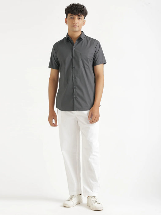 Men Dark Grey Better Cotton Half Sleeve Shirt