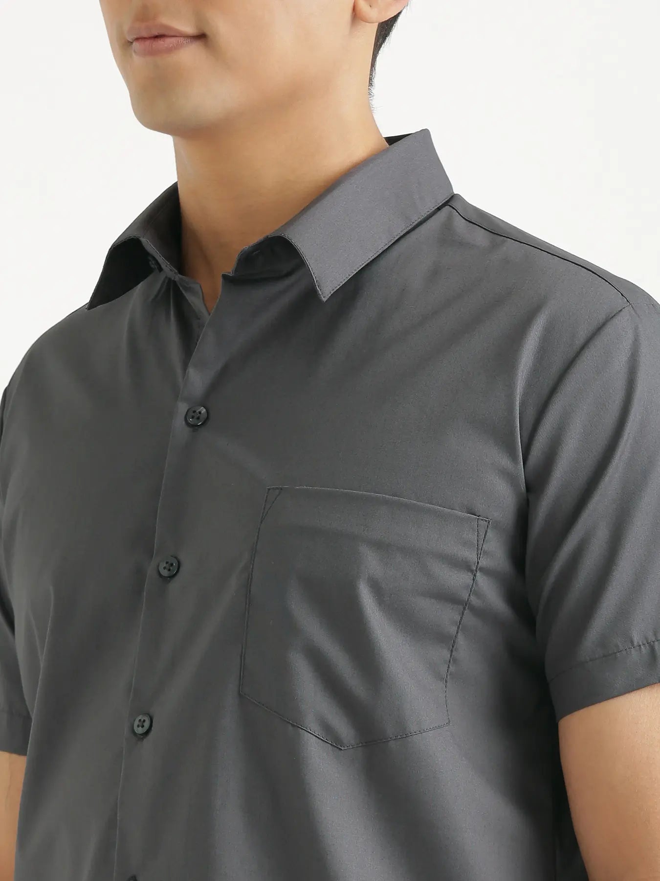 Men Dark Grey Better Cotton Half Sleeve Shirt