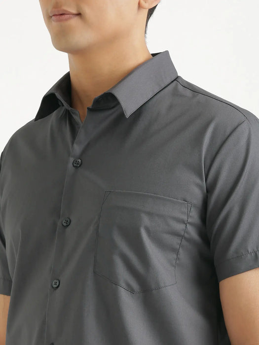 Men Dark Grey Better Cotton Half Sleeve Shirt