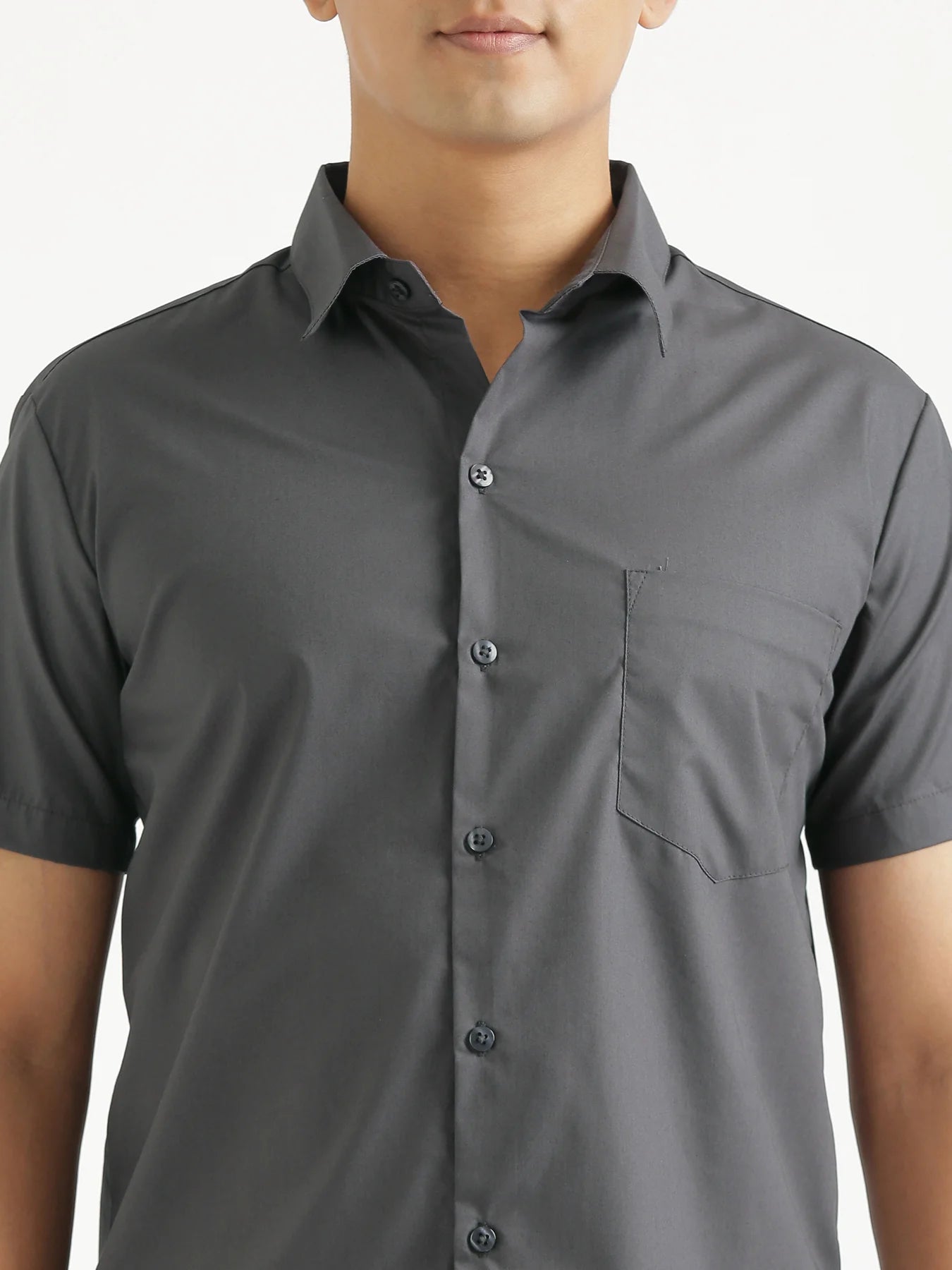 Men Dark Grey Better Cotton Half Sleeve Shirt