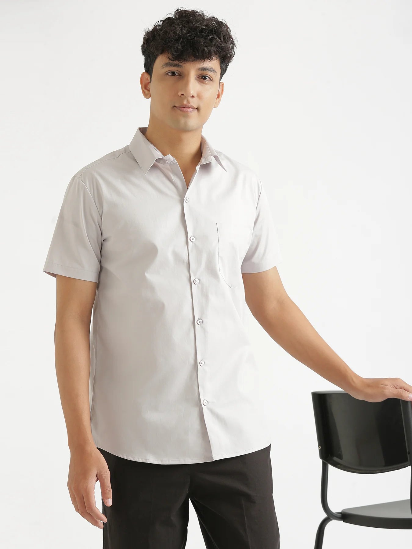 Men Grey Better Cotton Half Sleeve Shirt