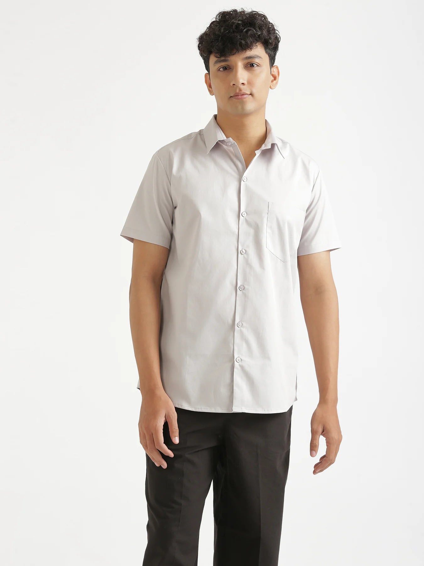 Men Grey Better Cotton Half Sleeve Shirt