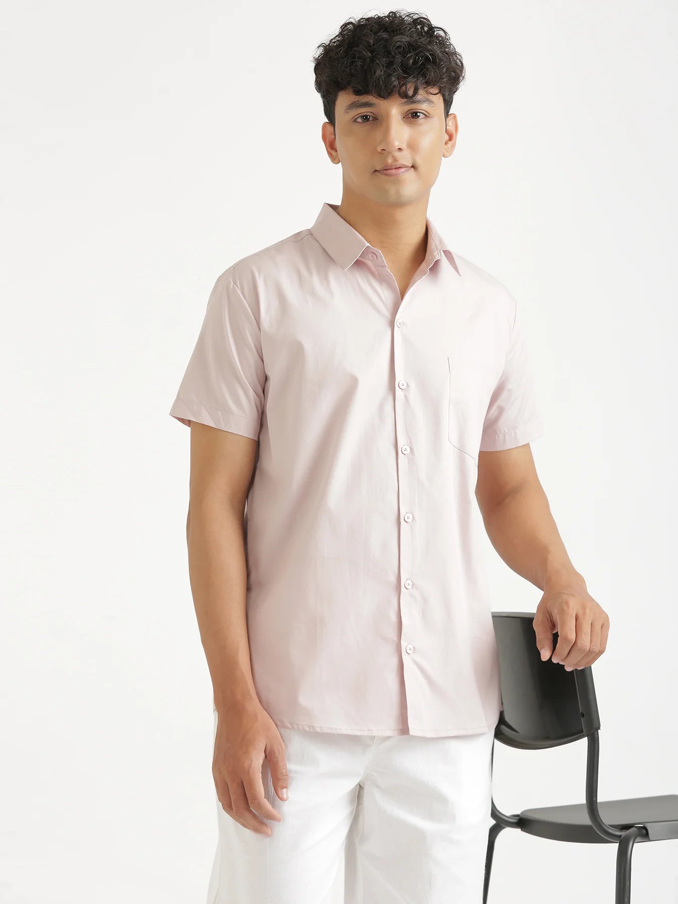 Men Mauve Pink Better Cotton Half Sleeve Shirt