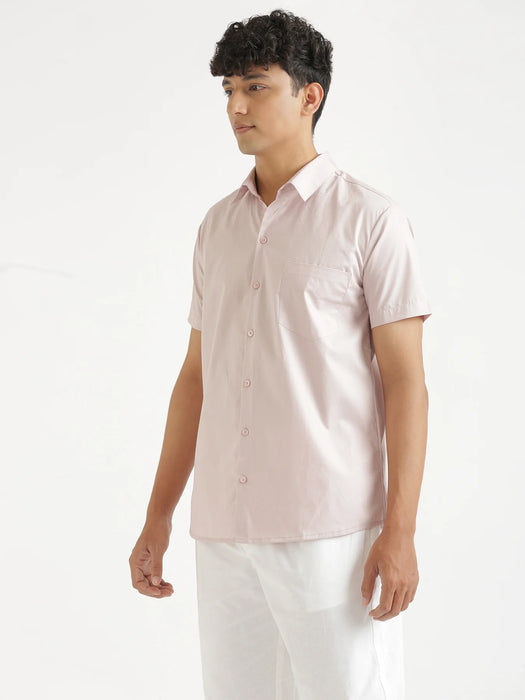 Men Mauve Pink Better Cotton Half Sleeve Shirt