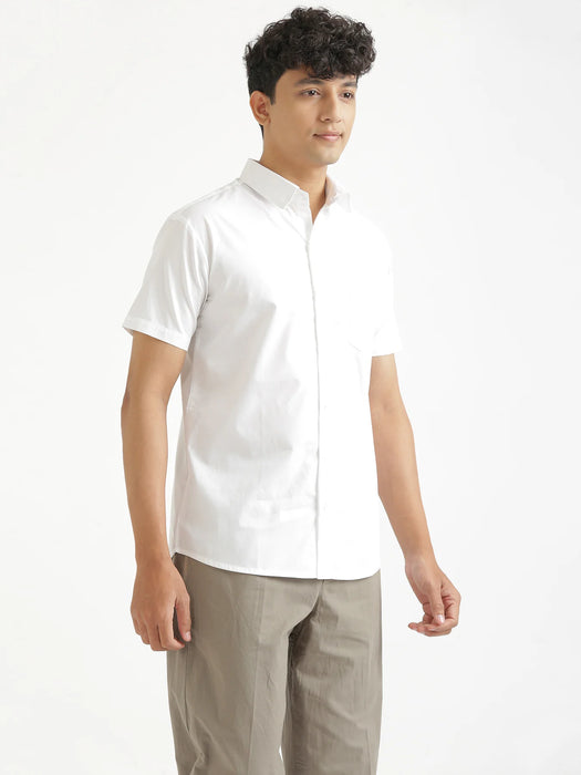 Men White Better Cotton Half Sleeve Shirt