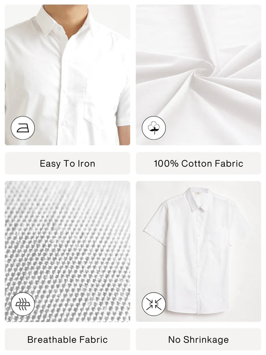 Men White Better Cotton Half Sleeve Shirt