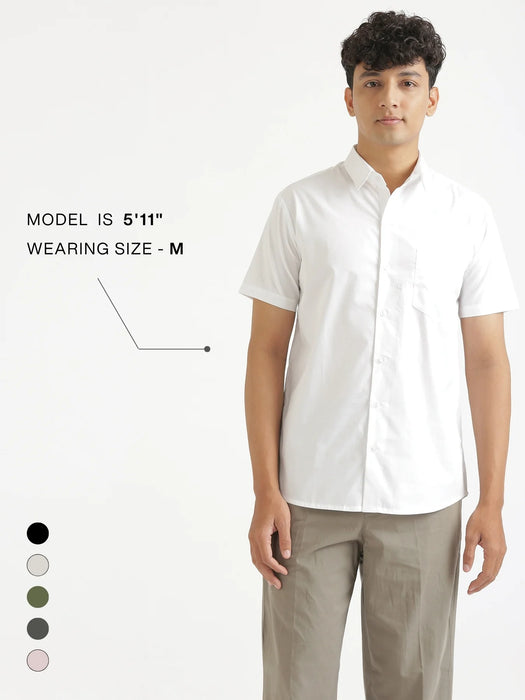 Men White Better Cotton Half Sleeve Shirt