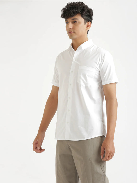 Men White Better Cotton Half Sleeve Shirt