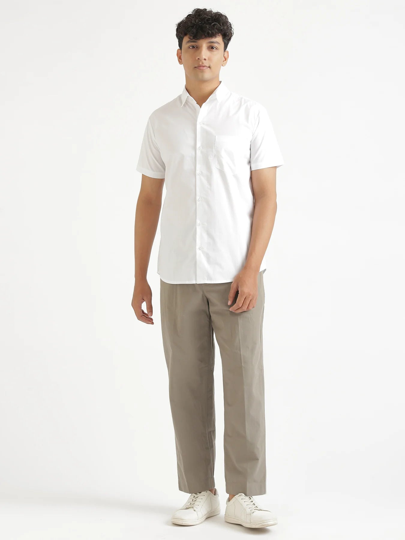 Men White Better Cotton Half Sleeve Shirt