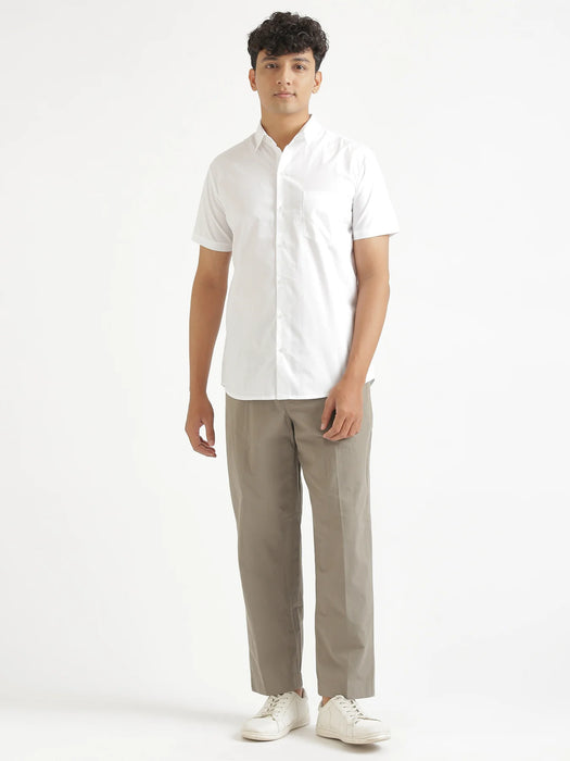 Men White Better Cotton Half Sleeve Shirt