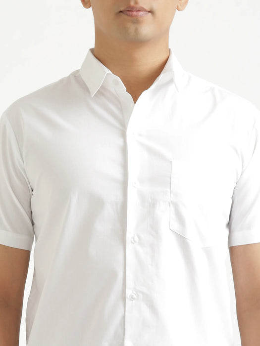 Men White Better Cotton Half Sleeve Shirt