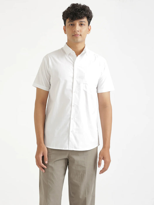 Men White Better Cotton Half Sleeve Shirt