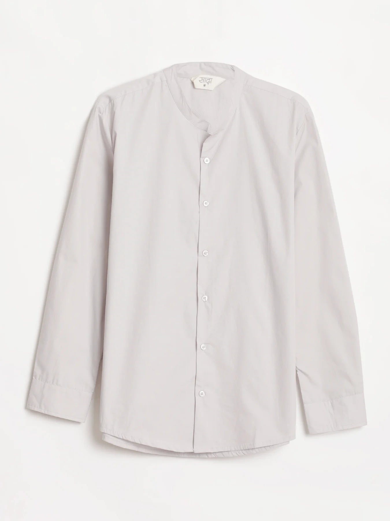 Men Grey Better Cotton Mandarin Collar Shirt