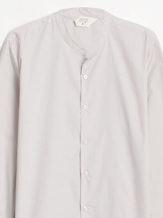 Men Grey Better Cotton Mandarin Collar Shirt