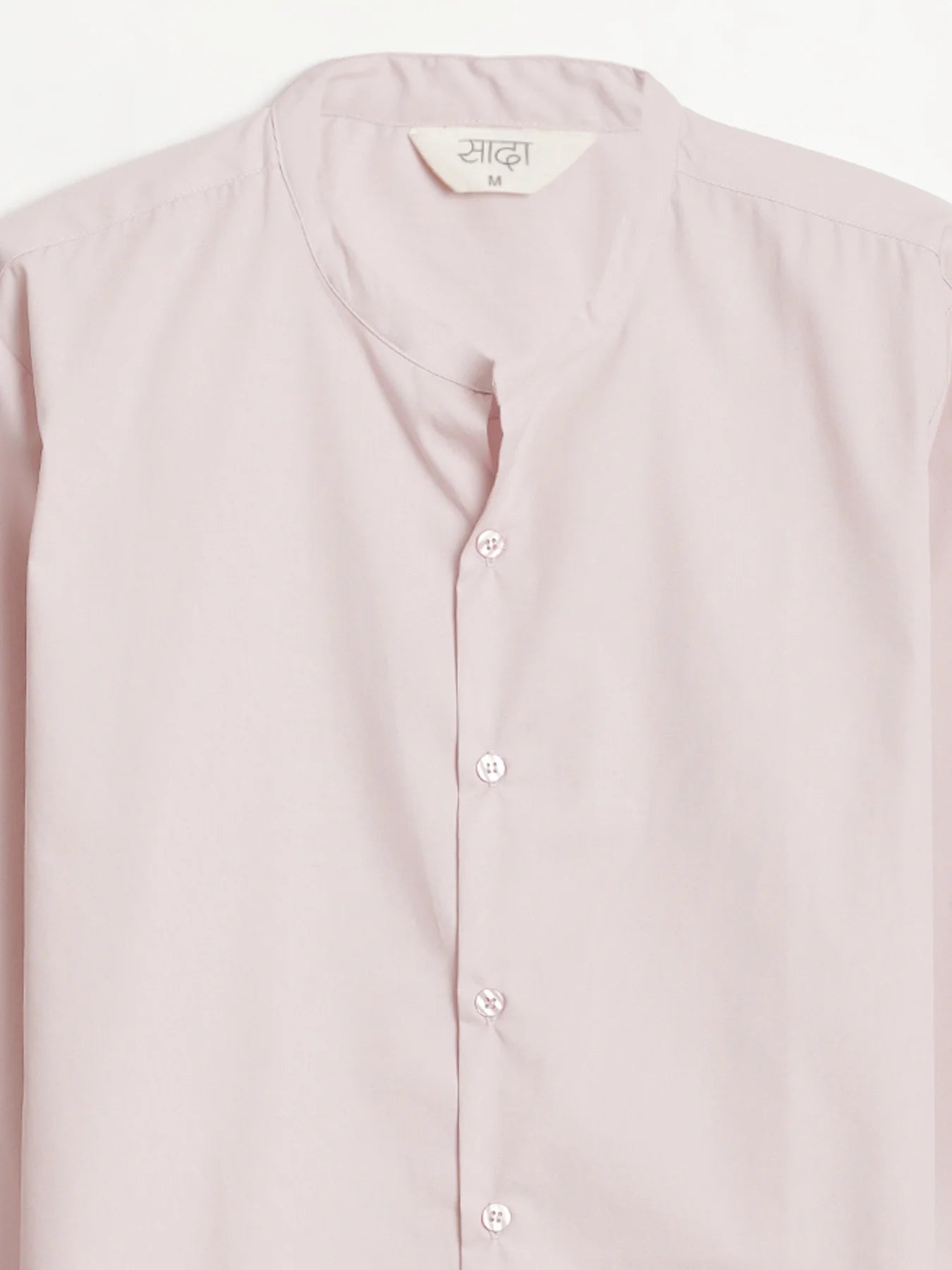 Men Mauve Pink Better Cotton Mandarin Collar Shirt